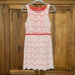 ELLE Coral & White lace sleeveless mini dress Sz. 4
